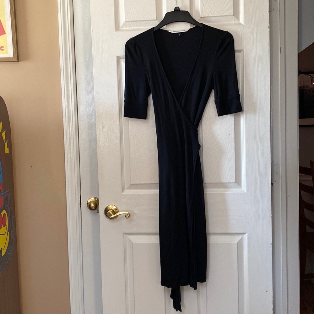 Classic DVF Diane Von Furstenberg Black Wrap Dress